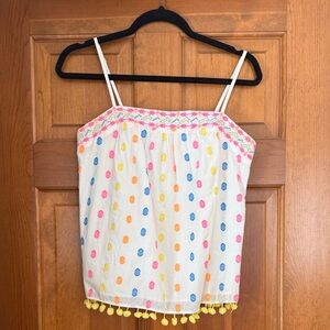 Lilly Pulitzer White Tank Top with Colorful Dots
